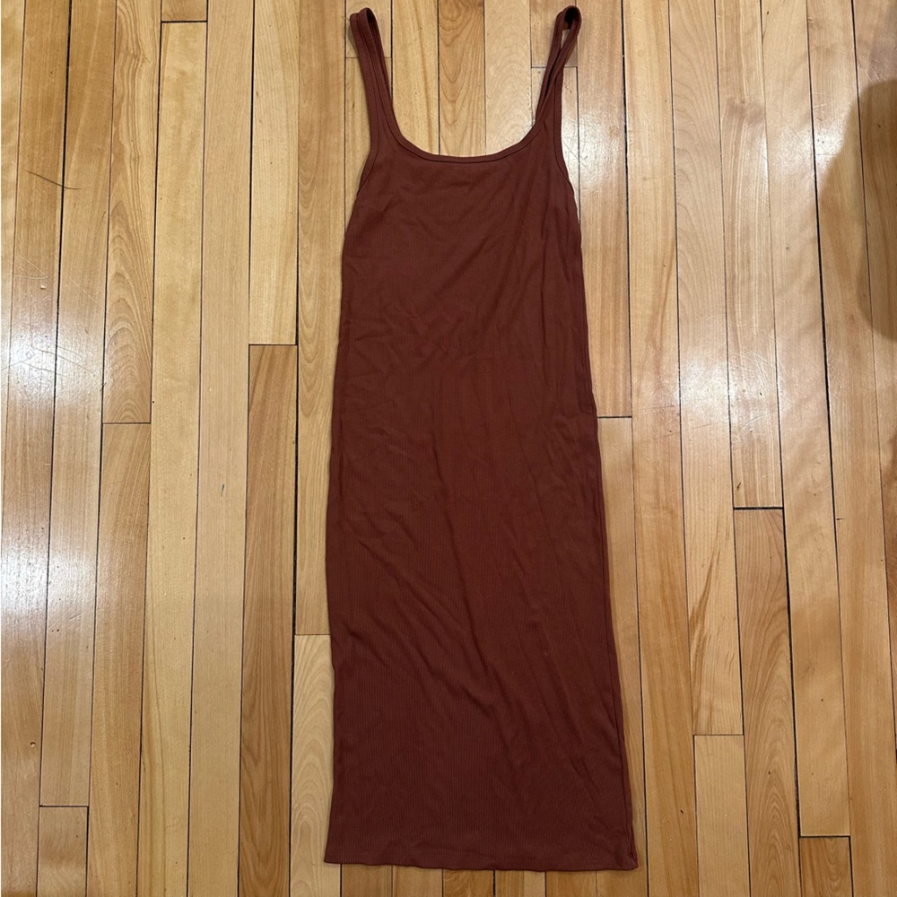 Wilfred Terracotta Ribbed Tank Dress
